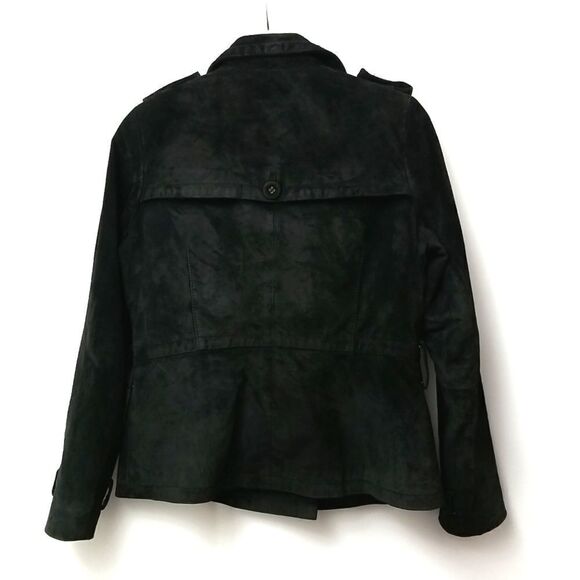 New Look Jacket Womens Size12 Vintage Edition Black Real Suede Front Button Up - Picture 6 of 12